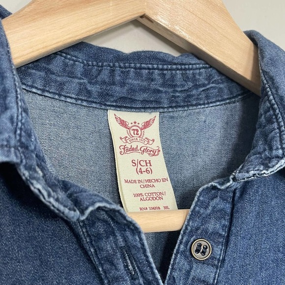 👗 Faded Glory Denim Shirt Dress - Size Small (4-6) - 100% Cotton - Picture 2 of 5